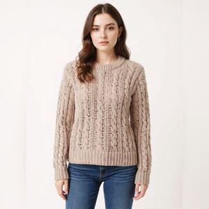 American Eagle Outfitters Beige Cable Knit Sweater